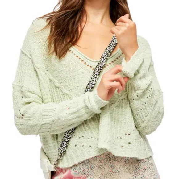 Free People NEW Seashell Crop Boxy Sweater - Picture 1 of 16
